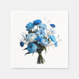 Blå- och vitblommor pappersservett