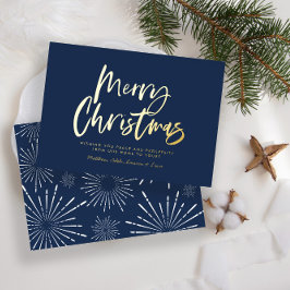 Blå och vitt skript god jul, ej foto Fo