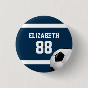 Blå och White Rand Jersey Soccer Ball Knapp
