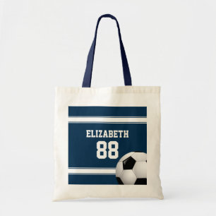 Blå och White Rand Jersey Soccer Ball Tygkasse