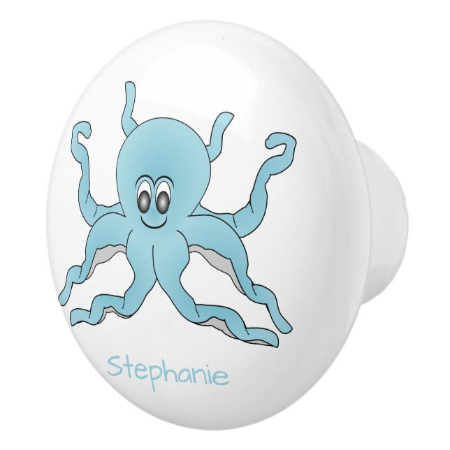 Blå Octopus Anpassad Design Knopp (Höger)