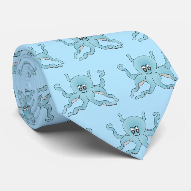 Blå Octopus Design Slips (Rullad)