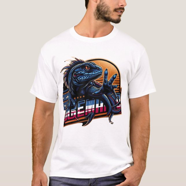 Blå ödla, amerikansk ödla design, ödla t shirt (Framsida)