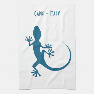 Blå ödla, geko - Faraglioni, Capri, Italien Kökshandduk