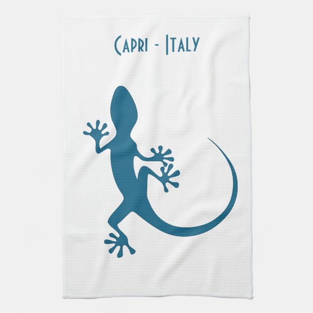 Blå ödla, geko - Faraglioni, Capri, Italien Kökshandduk (Vertikal)