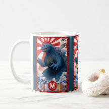 Blå ödla monster monogram djärv retro kul cool
