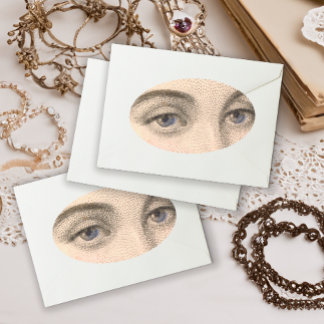 Blå Öga av vacker Fransk Kvinens Vintage Ovalt Klistermärke