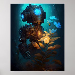 Blå Öga-bot och Blommor Poster
