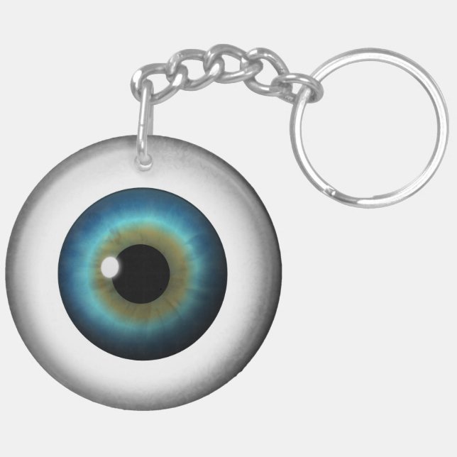 Blå Öga Eyeball Round Two Sided Acrylic Keychain (Vänster Baksida)