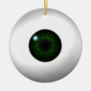 blå öga / grönt öga julgransprydnad keramik