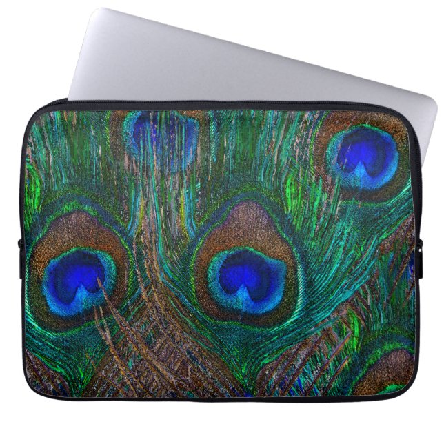 Blå Öga-Snyggt för peacock Feathers-dekor Laptop Sleeve (Framsidan)