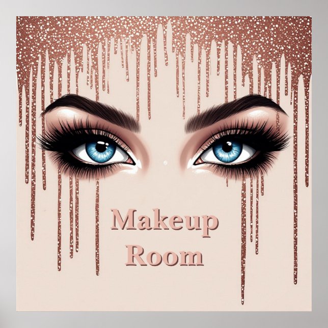 ✨ Blå Ögon Glitter Smink Vägg Dekor För Toalettbor (Framsidan)
