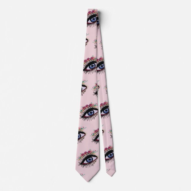 Blå ögon konst och blommor ritande slips (Framsida)