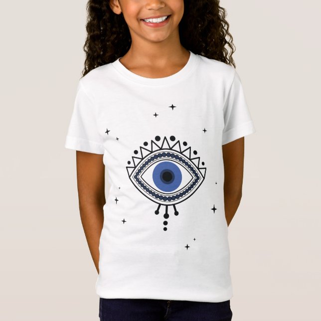 Blå ögon skydd magisk symbol bra energi t shirt (Framsida)