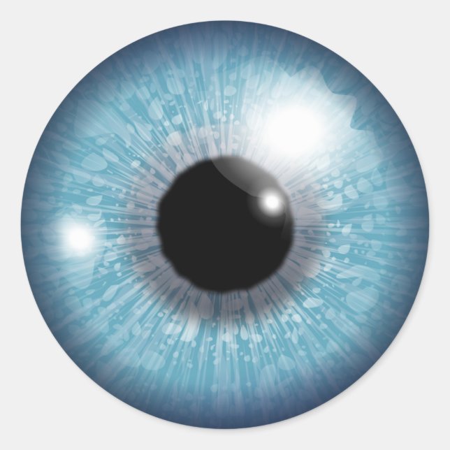 Blå ögonboll runt klistermärke (Framsida)