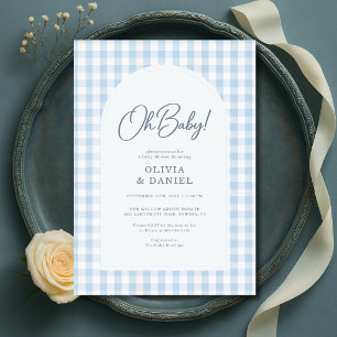 Blå Oh Baby Par Baby Shower Inbjudningar