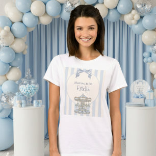 Blå Oh Pojke Båge Karusell Akvarell Baby Shower T Shirt