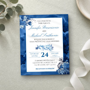 Blå Ombre blomster Elegant Bröllopsbudget Flygblad