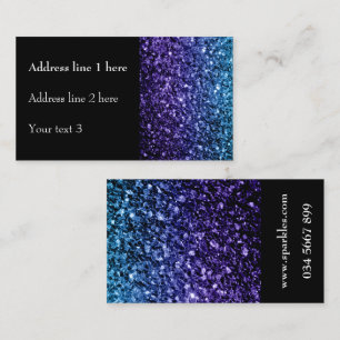 Blå Ombre faux glitter-brunnar med svart färg Visitkort