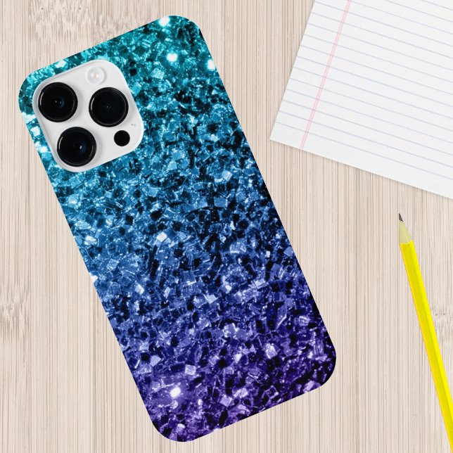 Blå Ombre faux glitter-sparkler (Sparkle up and protect your phone with trendy faux sparkles phone case. In many different colors.)