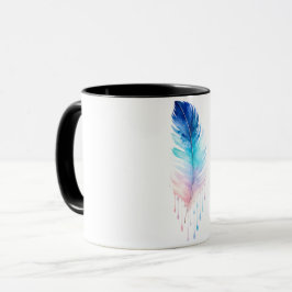 Blå Ombre Fjäder Akvarell Mugg