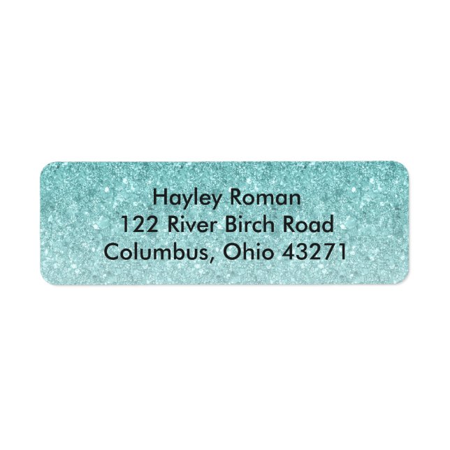 Blå ombre Glitter Anpassningsbar Skriv ut adresset Returadress Etikett (Framsidan)