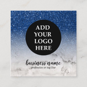 Blå ombre-kursiv Glitter-ikon Logotyp-social Fyrkantigt Visitkort