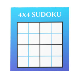 Blå ombre-rutnätsmall 4x4 Sudoku Grid Anteckningsblock