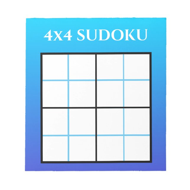 Blå ombre-rutnätsmall 4x4 Sudoku Grid Anteckningsblock (Framsida)
