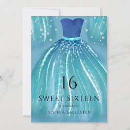 Blå Ombre Sjöjungfru Dress 15th Sweet 16 Party Inbjudningar