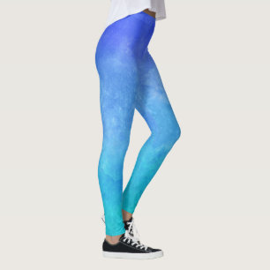 Blå ombre Watercolor Leggings