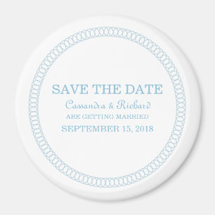Blå omringad runda Spara datum magneter