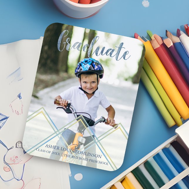 Blå Ömsint Transparenseffekt Pre K-avgångsceremoni Magnet (Blue Delicate Transparency Effect Pre K Graduation Magnet.)