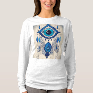 Blå Ond Öga Bläck Illustration – Skyddande Symbol T Shirt