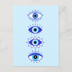 Blå onda ögon Energi Meditation Hamsa Mystisk Vykort