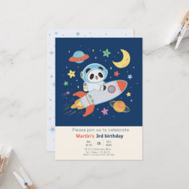 blå-orange astronautpanda inbjudningar
