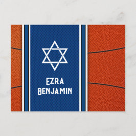 Blå Orange Basket Bar Mitzvah Tacksamhet Vykort