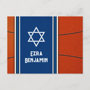 Blå Orange Basket Bar Mitzvah Tacksamhet Vykort