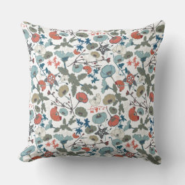 Blå Orange Blå blommor Kudde