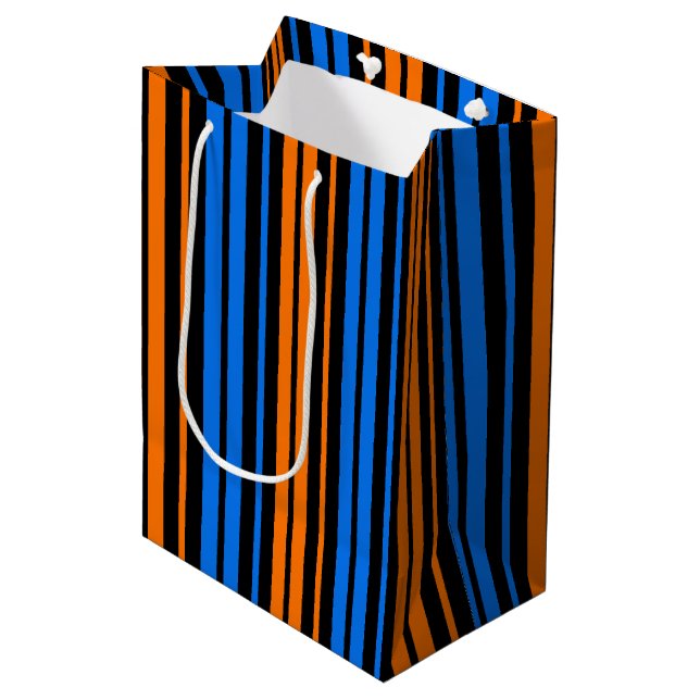 Blå Orange Blå Vertikalt Randigt Mönster   (Framsidan Vinklad)