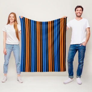 Blå Orange Blå Vertikalt Randigt Mönster Fleecefilt