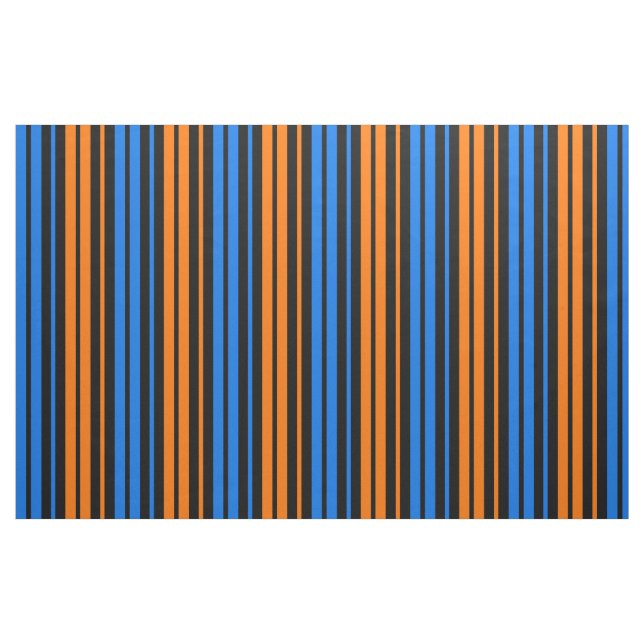 Blå Orange Blå Vertikalt Randigt Mönster   Tyg (Fat Quarter)