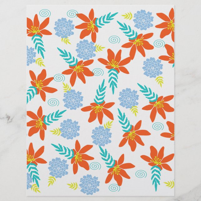 Blå & Orange Blommor : (Framsida)