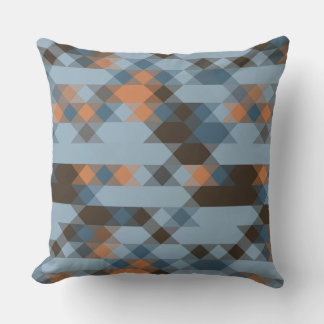 blå orange brun geometrisk kudde