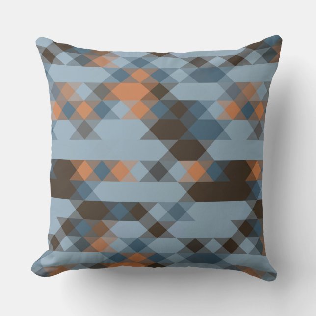 blå orange brun geometrisk kudde (Framsida)