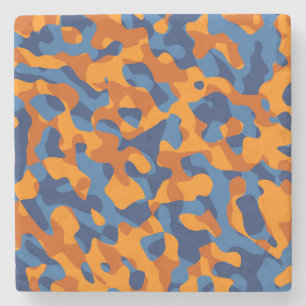 Blå Orange Camouflage Skriv ut Mönster Stenunderlägg