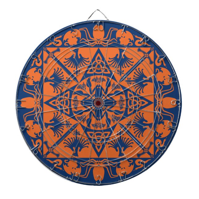 Blå Orange Celtic Medieval Fantasy Dartboard Darttavla (Framsidan)