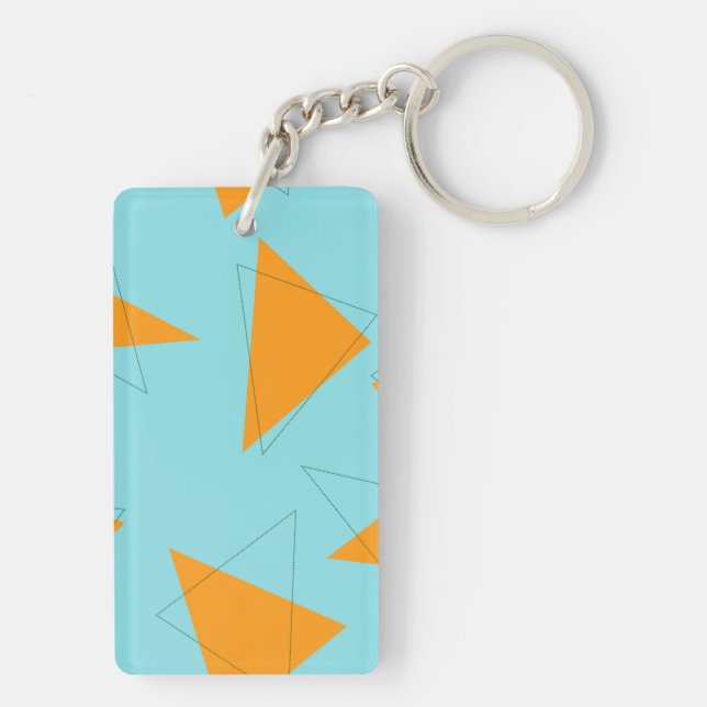 Blå,orange, coola, trendig, modern triangel mönste (Baksidan)