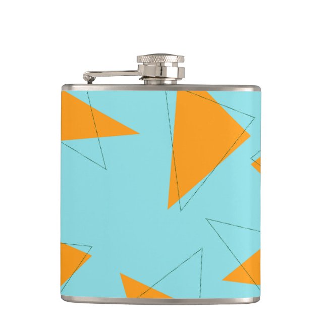 Blå,orange, coola, trendig, modern triangel mönste fickplunta (Framsidan)