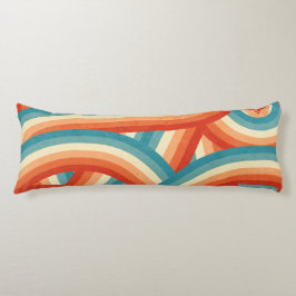 Blå/Orange/Cream Retro Rainbow Rand Mönster Kroppskudde